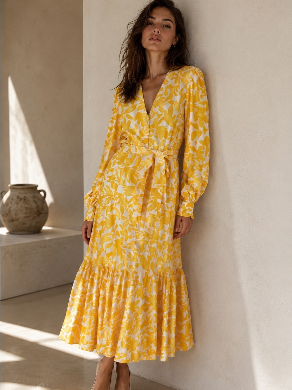 REBECCA VALLANCE Limoncello 100% Silk Midi Dress NWT Size 6 MSRP $699